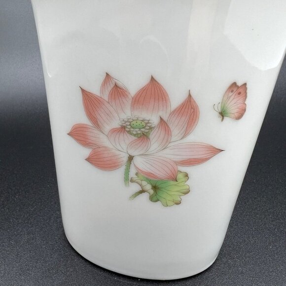 Takahashi Medley San Francisco Water Lily Butterfly Oval Bud Vase Vintage - Picture 9 of 12